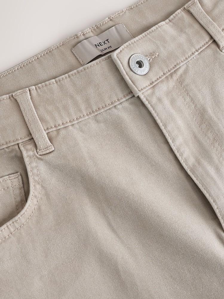 沙子 - 舒适有弹性 5 口袋斜纹短裤 - 10的图像10｝