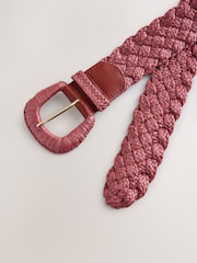 بني مائل للأحمر - Wide Raffia Plait Effect Belt - Image 5 of 5