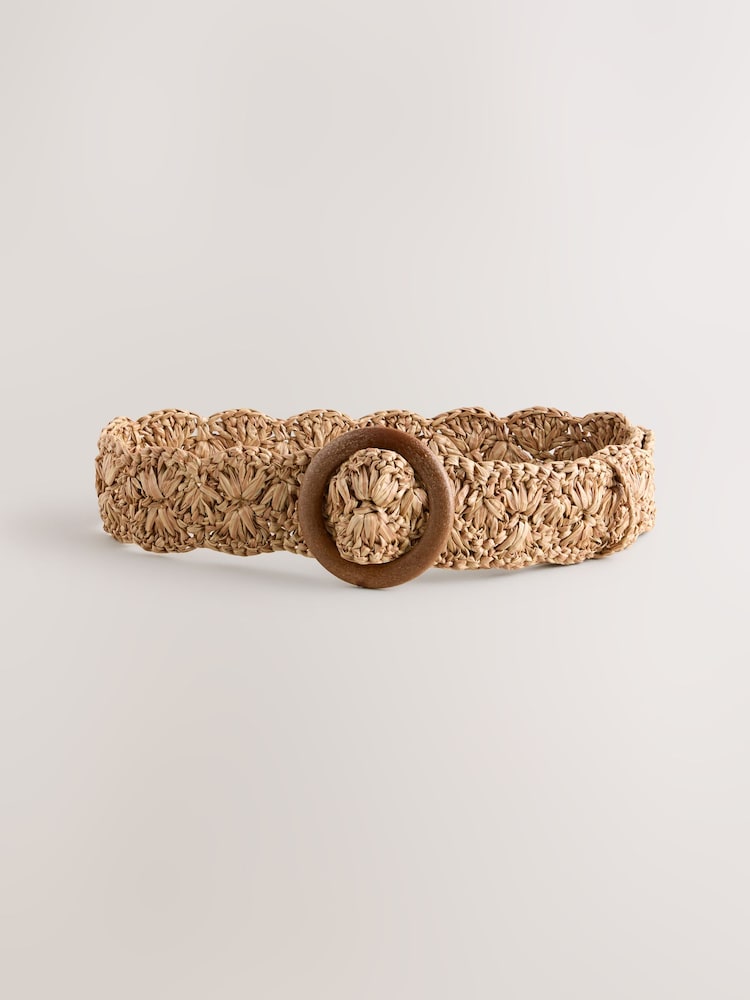 Neutral Wide Hand Woven Effect Belt - Image 1 of 3