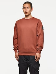Weekend Offender Red	 Classic Crew Sweat With Ripstop Overlay Sweat Top - Image 1 of 6