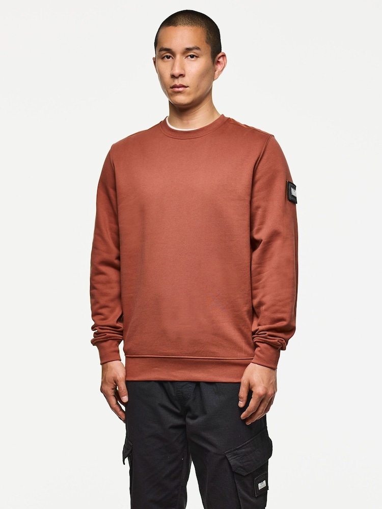 Weekend Offender Red	 Classic Crew Sweat With Ripstop Overlay Sweat Top - Image 1 of 6