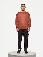 Weekend Offender Red	 Classic Crew Sweat With Ripstop Overlay Sweat Top - Image 3 of 6