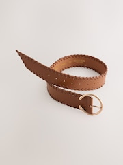 Hellbraun - Breiter Gürtel mit Zopfdetail - Bild 6 von 6