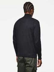 Weekend Offender Pierre Fine Gauge 1/4 Zip Knitted Black Sweater - Image 3 of 6
