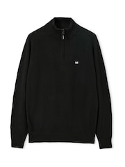 Weekend Offender Pierre Fine Gauge 1/4 Zip Knitted Black Sweater - Image 4 of 6