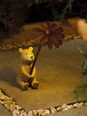 Natural Bertie Bear With Flower Outdoor Solar Light - Image 2 of 6