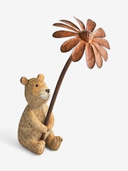 Natural Bertie Bear With Flower Outdoor Solar Light - Image 5 of 6