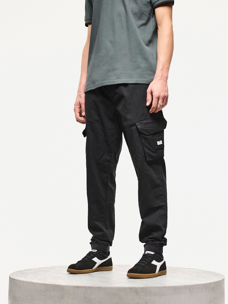 Weekend Offender Pianemo Cotton Ripstop Black Joggers - Image 2 of 7 Weekend Offender Pianemo Cotton Ripstop Black Joggers - Image 2 of 7