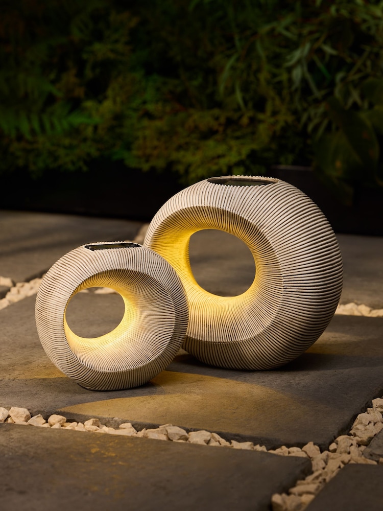 Natural Set of 2 Stones Sculpture Outdoor Solar Light - Image 1 of 5 Natural Set of 2 Stones Sculpture Outdoor Solar Light - Image 1 of 5