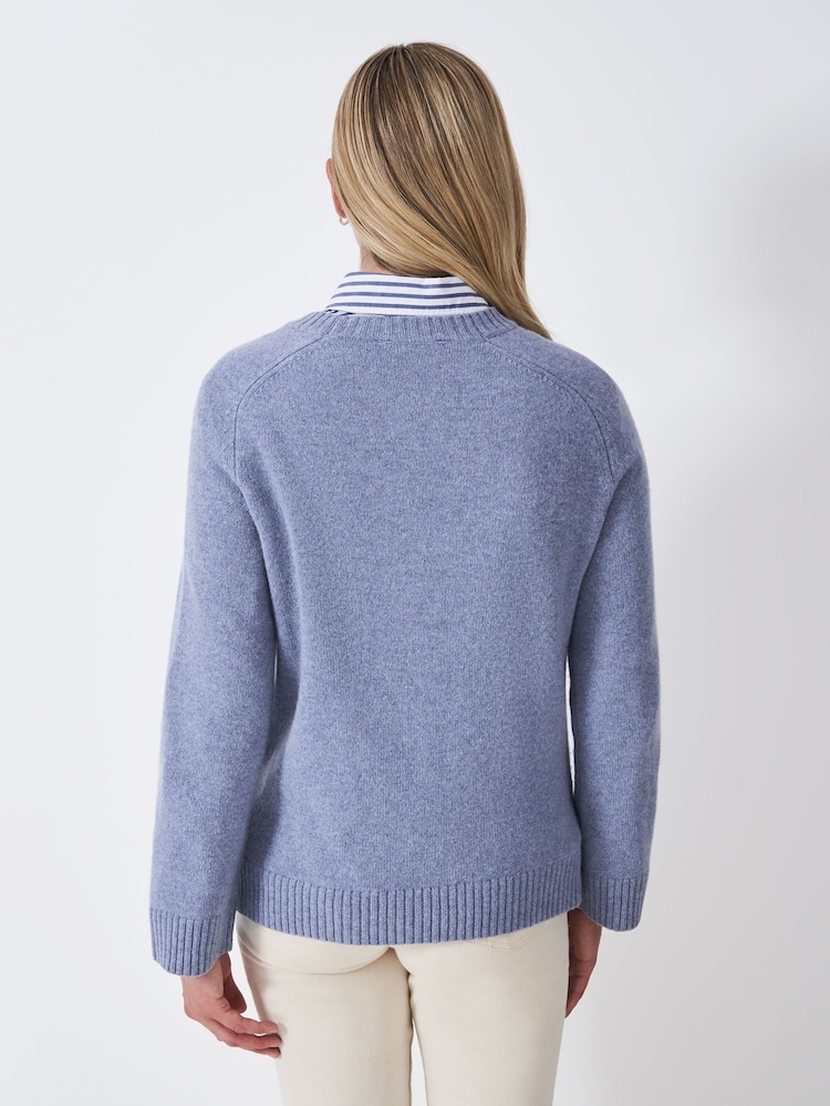 Crew Clothing Blue Harmony Saddle Shoulder Crew Neck Jumper - Image 2 of 5 Crew Clothing Blue Harmony Saddle Shoulder Crew Neck Jumper - Image 2 of 5