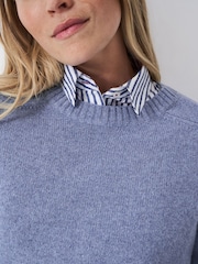 Crew Clothing Blue Harmony Saddle Shoulder Crew Neck Jumper - Image 4 of 5