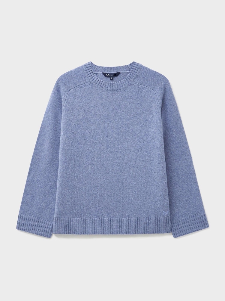 Crew Clothing Blue Harmony Saddle Shoulder Crew Neck Jumper - Image 5 of 5 Crew Clothing Blue Harmony Saddle Shoulder Crew Neck Jumper - Image 5 of 5