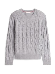 Tommy Hilfiger Grey Cable Knit Soft Wool Jumper - Image 5 of 5