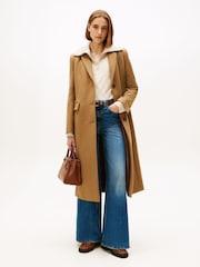Tommy Hilfiger Brown Wool Blend Longline Coat With Cashmere - Image 1 of 5