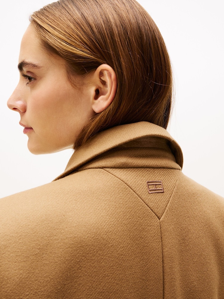 Tommy Hilfiger Brown Wool Blend Longline Coat With Cashmere - Image 5 of 5