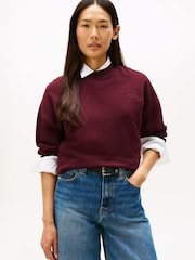 Tommy Hilfiger Red Logo Embroidery Relaxed Fit Sweatshirt - Image 2 of 5