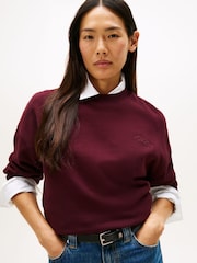 Tommy Hilfiger Red Logo Embroidery Relaxed Fit Sweatshirt - Image 4 of 5