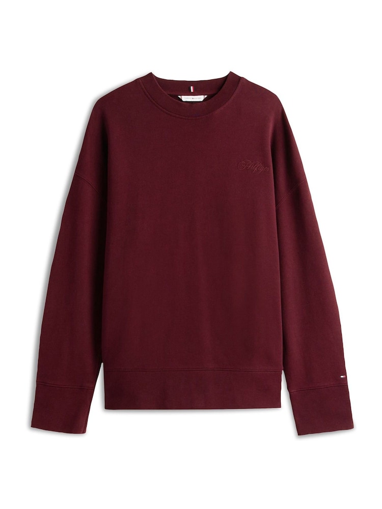 Tommy Hilfiger Red Logo Embroidery Relaxed Fit Sweatshirt - Image 5 of 5 Tommy Hilfiger Red Logo Embroidery Relaxed Fit Sweatshirt - Image 5 of 5