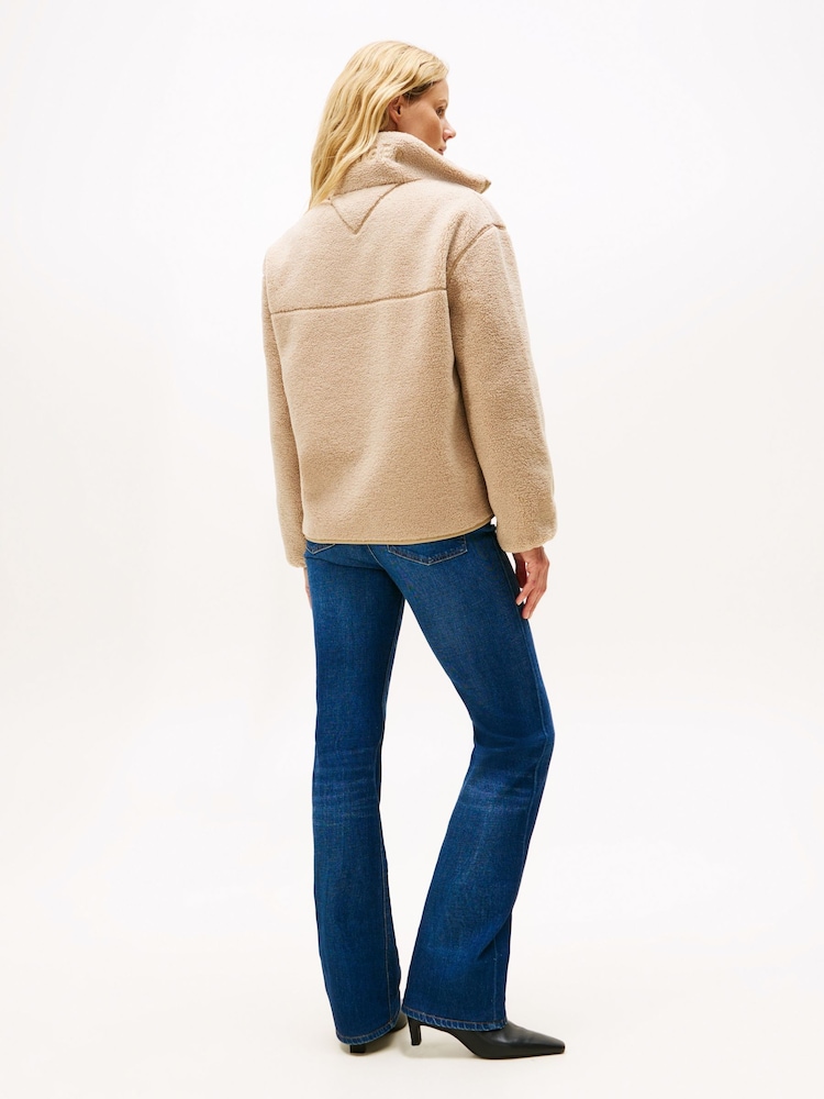 Tommy Hilfiger Brown Sherpa Funnel Neck Jacket - Image 2 of 5 Tommy Hilfiger Brown Sherpa Funnel Neck Jacket - Image 2 of 5