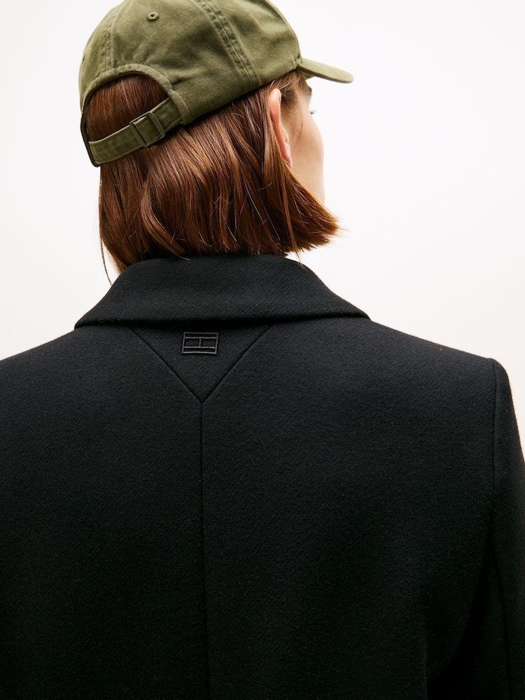 Tommy Hilfiger Black Wool Blend Longline Coat With Cashmere - Image 2 of 5 Tommy Hilfiger Black Wool Blend Longline Coat With Cashmere - Image 2 of 5