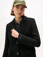 črna - Tommy Hilfiger Wool Blend Longline Coat With Cashmere - Slika 4 iz 5