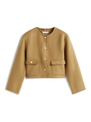 rjava - Tommy Hilfiger obojestranska volnena Blend jakna - Slika 5 iz 5