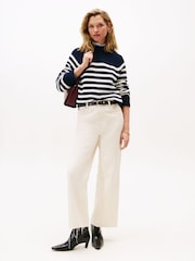 Tommy Hilfiger Blue Stripe Mock Neck Relaxed Jumper - Image 2 of 5