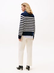 Tommy Hilfiger Blue Stripe Mock Neck Relaxed Jumper - Image 3 of 5