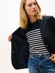 Tommy Hilfiger Blue Regular Fit Timeless Wool Blend Blazer - Image 2 of 5