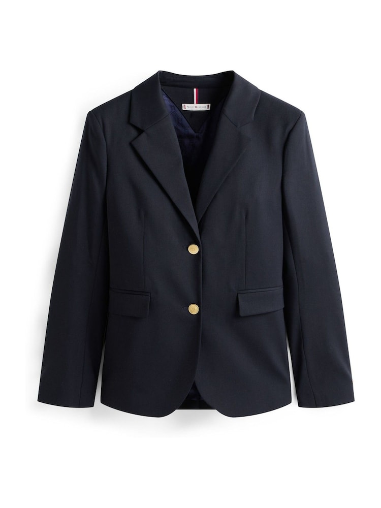 Tommy Hilfiger Blue Regular Fit Timeless Wool Blend Blazer - Image 5 of 5