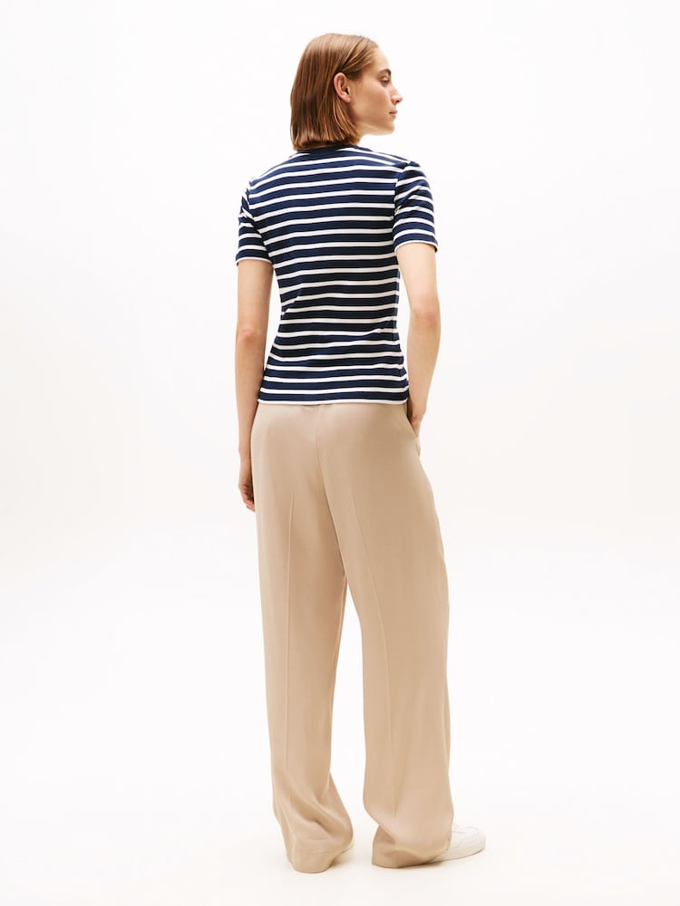 Tommy Hilfiger Blue Crew Neck Slim Fit T-Shirt - Image 2 of 6 Tommy Hilfiger Blue Crew Neck Slim Fit T-Shirt - Image 2 of 6