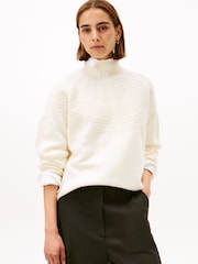 Tommy Hilfiger Cream Fair Isle Mock Neck Relaxed Jumper - Image 1 of 5