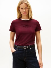 Tommy Hilfiger Red Logo Embroidery Crew Neck T-Shirt - Image 1 of 5