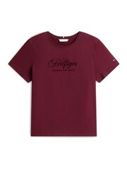 Tommy Hilfiger Red Logo Embroidery Crew Neck T-Shirt - Image 5 of 5
