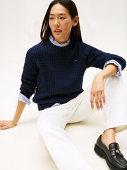 Tommy Hilfiger Fine Cable Knit Crew Neck Jumper - Imagem 2 de 5