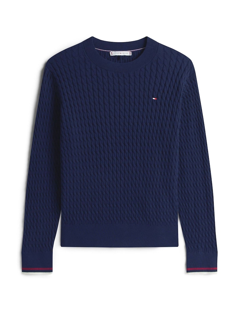 Tommy Hilfiger Fine Cable Knit Crew Neck Jumper - Imagem 5 de 5
