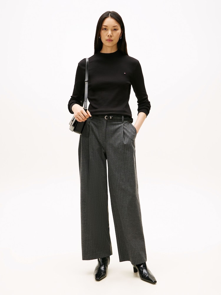 Tommy Hilfiger Black Mock Neck Slim Long Sleeve Top - Image 2 of 5