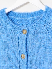 Oliver Bonas Blue Button Up Short Sleeve Knitted Cardigan - Image 3 of 6