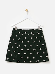 Oliver Bonas Green Corduroy Heart Embroidered Mini Skirt - Image 2 of 5
