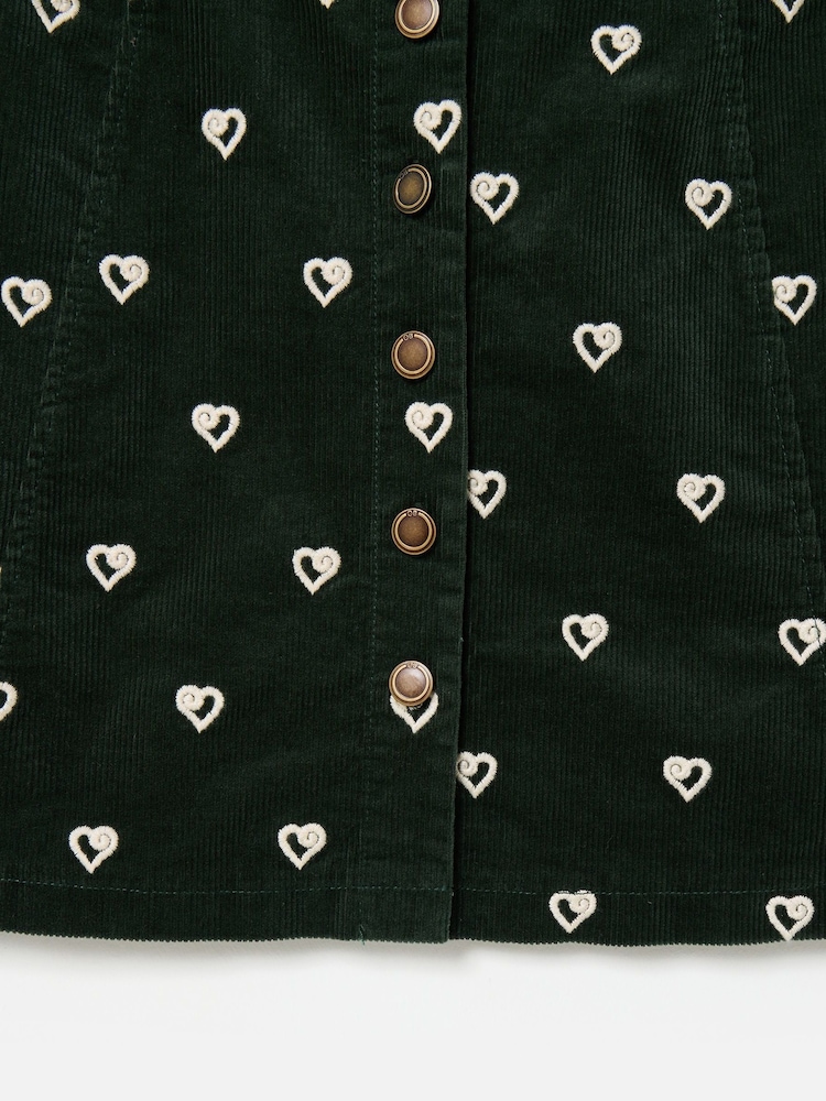 Oliver Bonas Green Corduroy Heart Embroidered Mini Skirt - Image 5 of 5