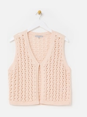 Oliver Bonas Pink V-Neck Knitted Waistcoat - Image 1 of 7