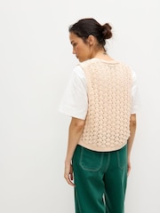 Oliver Bonas Pink V-Neck Knitted Waistcoat - Image 7 of 7