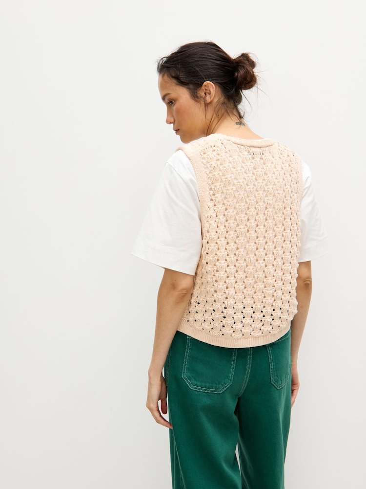 Oliver Bonas Pink V-Neck Knitted Waistcoat - Image 7 of 7