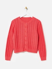 Oliver Bonas Pink Sparkle Crew Neck Knitted Cardigan - Image 3 of 8