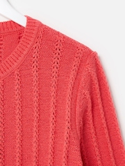 Oliver Bonas Pink Sparkle Crew Neck Knitted Cardigan - Image 6 of 8