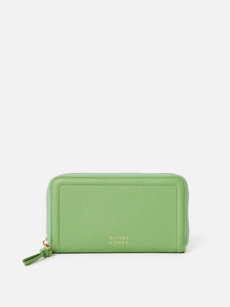 Oliver Bonas Green Zip Around Purse - Image 1 of 6