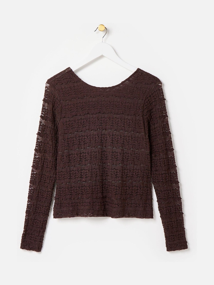 Oliver Bonas Pink Lace Long Sleeve Top - Image 1 of 5 Oliver Bonas Pink Lace Long Sleeve Top - Image 1 of 5