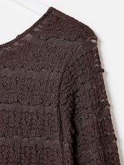 Oliver Bonas Pink Lace Long Sleeve Top - Image 4 of 5
