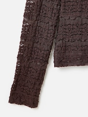 Oliver Bonas Pink Lace Long Sleeve Top - Image 5 of 5