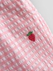 JoJo Maman Bébé Pink Strawberry Scallop Hem Embroidered Shorts - Image 3 of 4